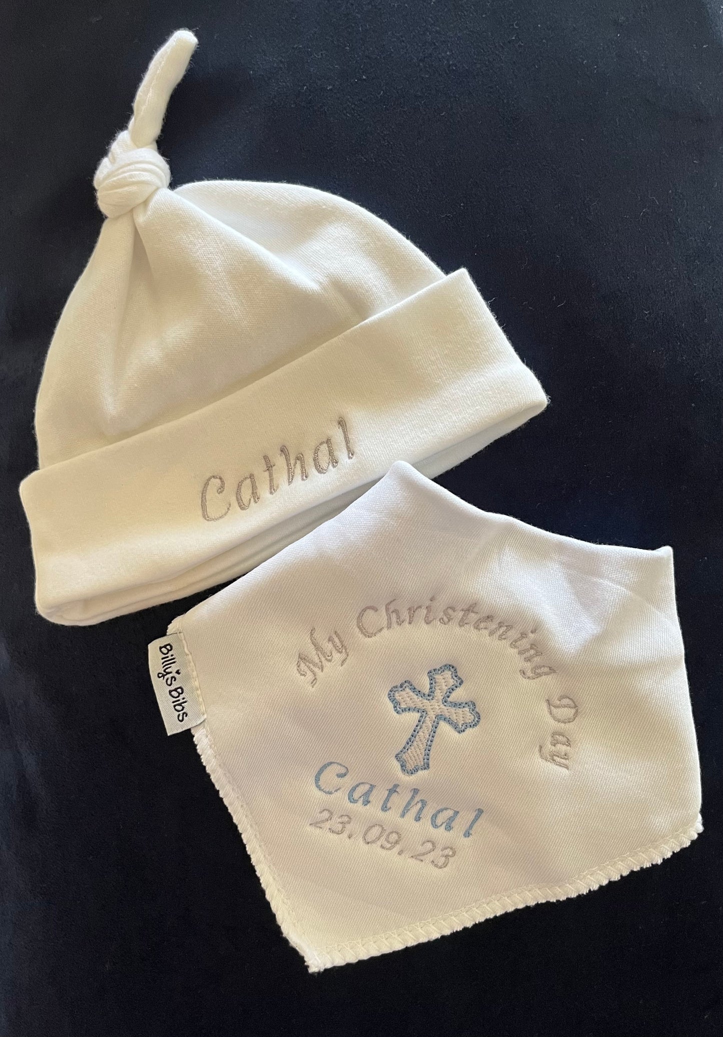 Christening Blanket & Bib - Classic Cross Day Design