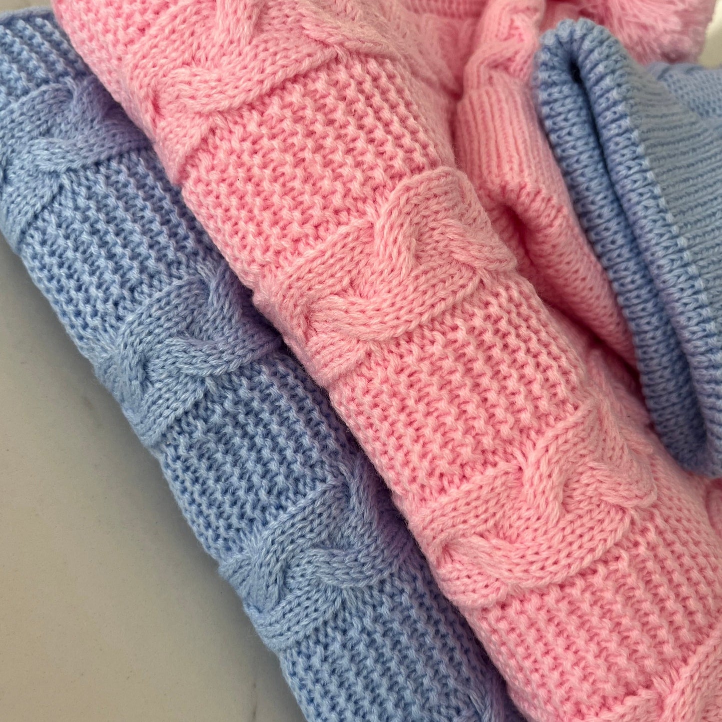 Cable Knit Blanket Pink