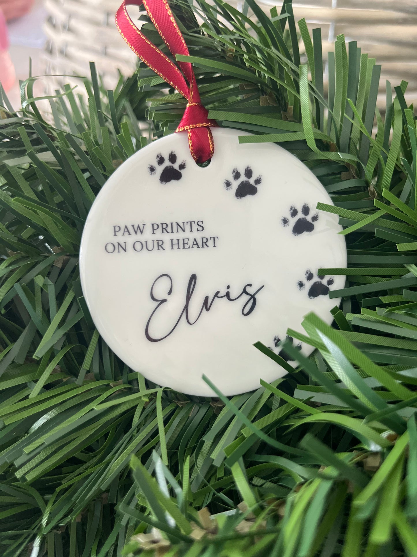 Remembering a Loved Pet Christmas Bauble Paw Prints