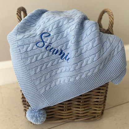 Cable Knit Blanket Pink