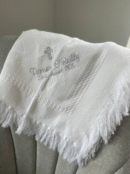 Christening Blanket, Hat & Bib - Classic Cross Design