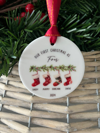 Family Stockings on Garland Christmas Bauble 4