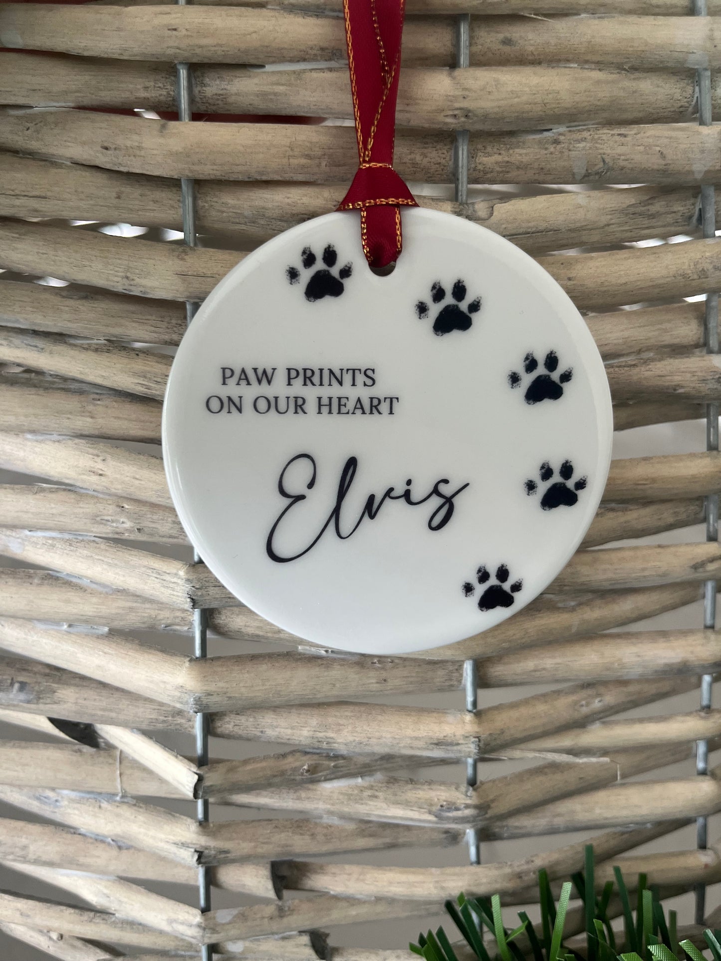 Remembering a Loved Pet Christmas Bauble Paw Prints
