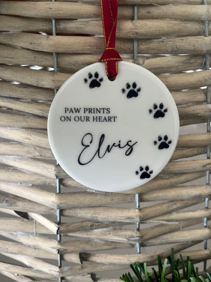 Remembering a Loved Pet Christmas Bauble Paw Prints