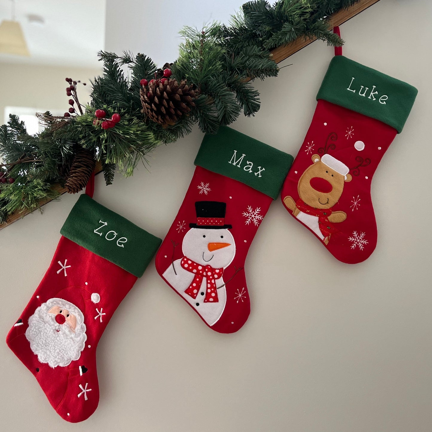 Plush Red, Green Top Santa Stocking