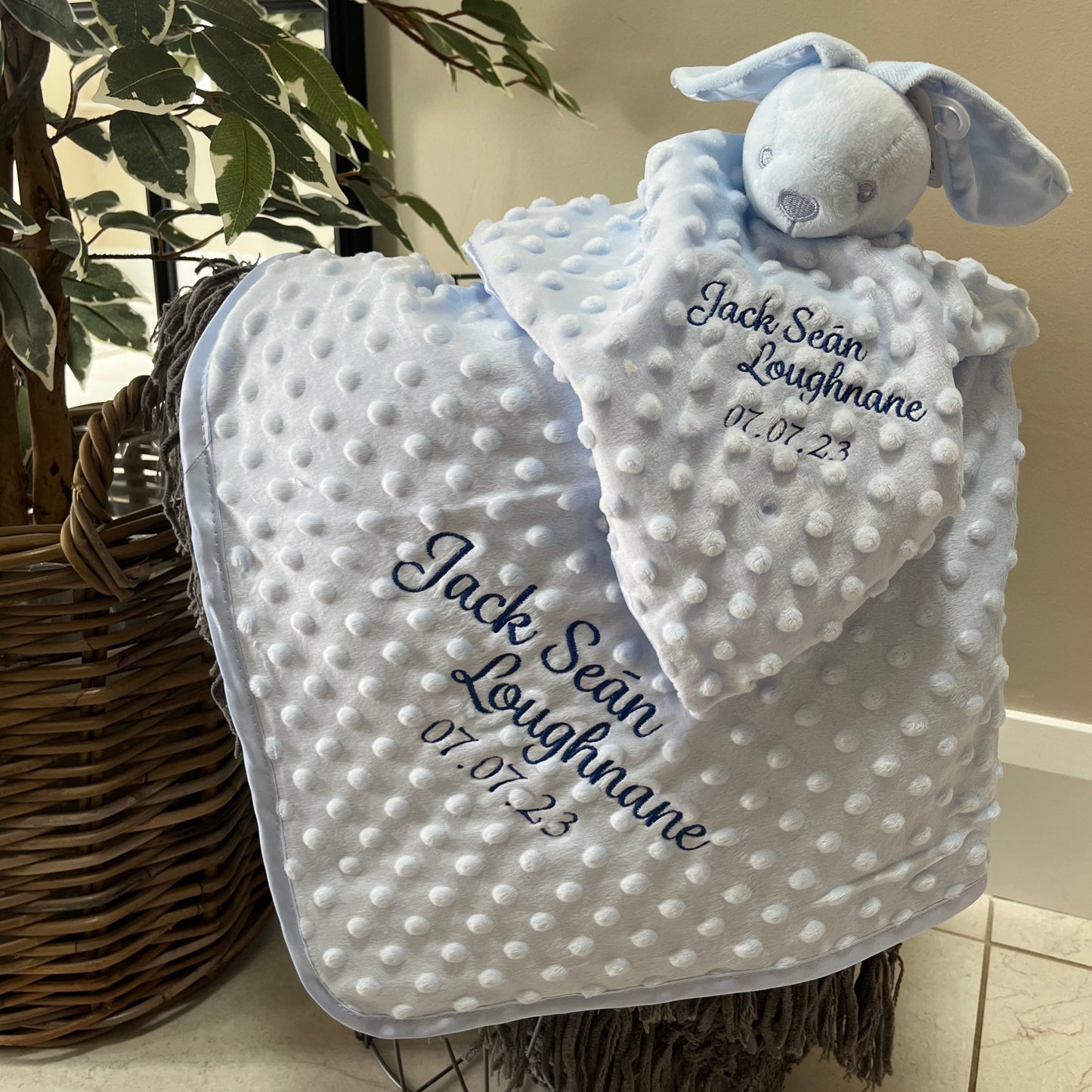 Dimple Baby Blanket & Comforter Set Blue