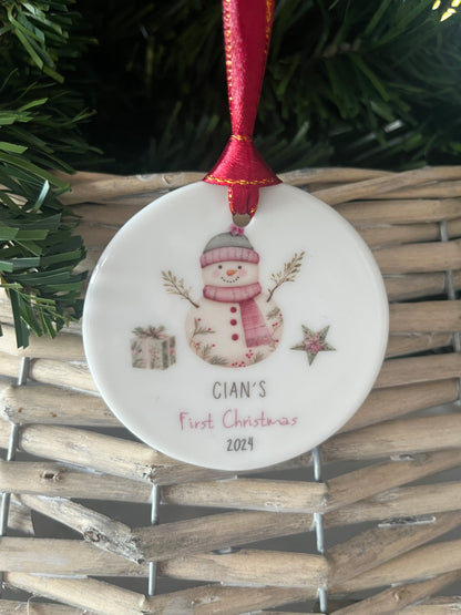 Baby's First Christmas Snowman Bauble
